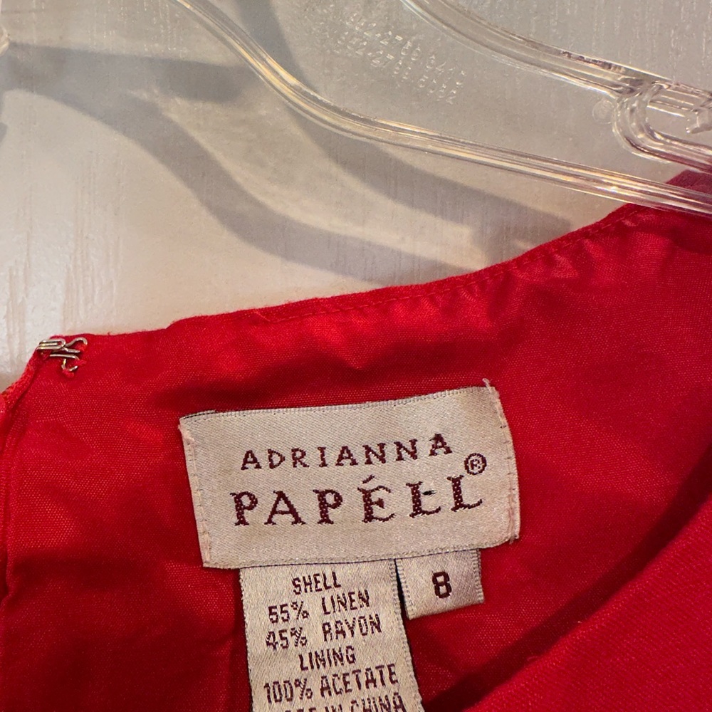 Adrianna Papel women’s red linen blend  sleeveless dress. Size 8 - Picture 2 of 6